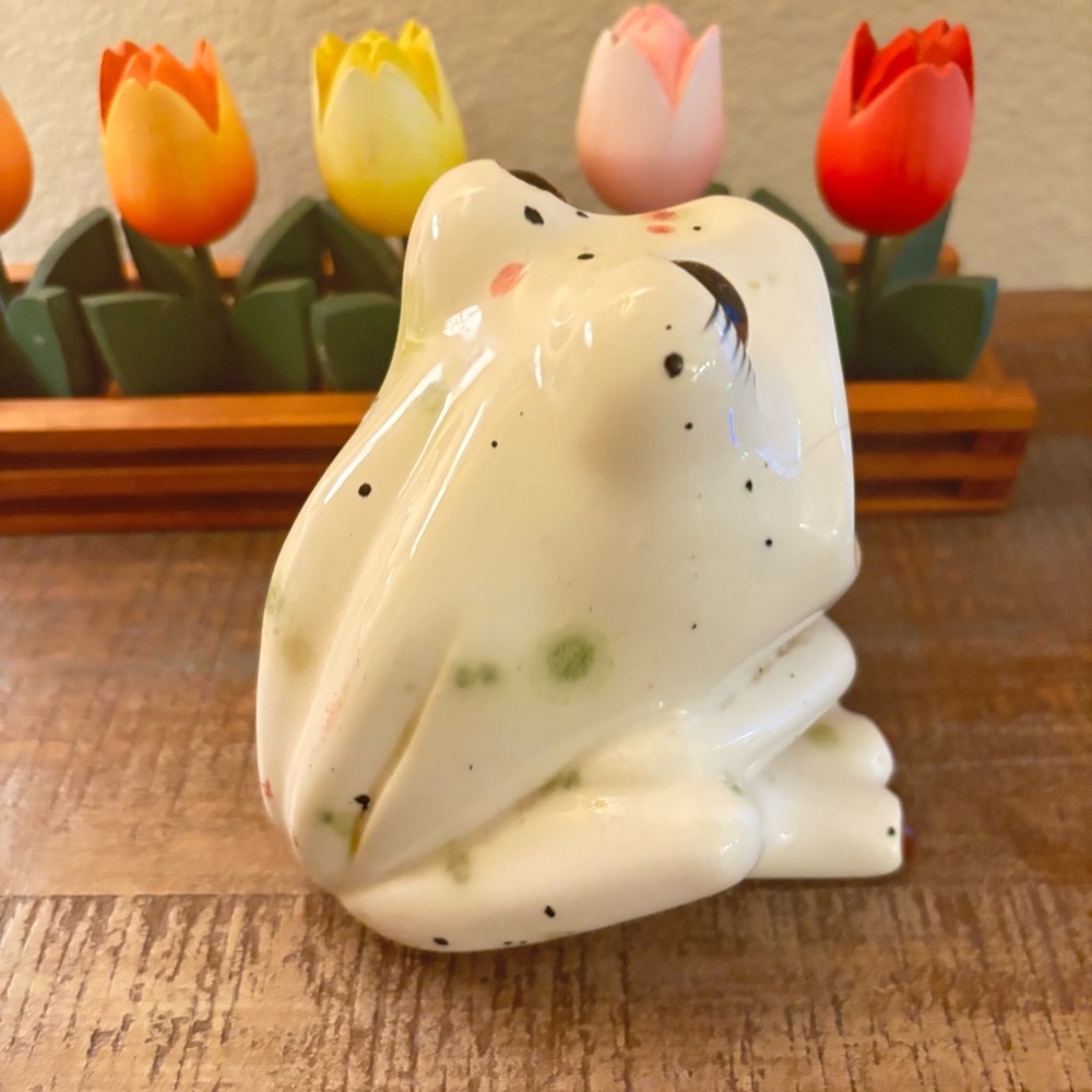 Vtg Retro Big Wide Mouth Ceramic Frog Kitchen Sponge Sink Holder Hand painted - Picture 3 of 8